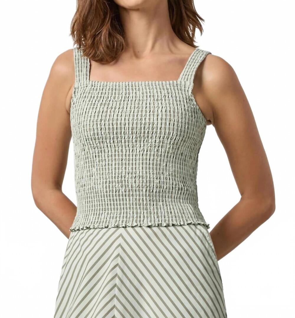 NEW LILLA P striped smocked tank top in pool stripe